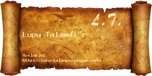 Lupu Talamér névjegykártya